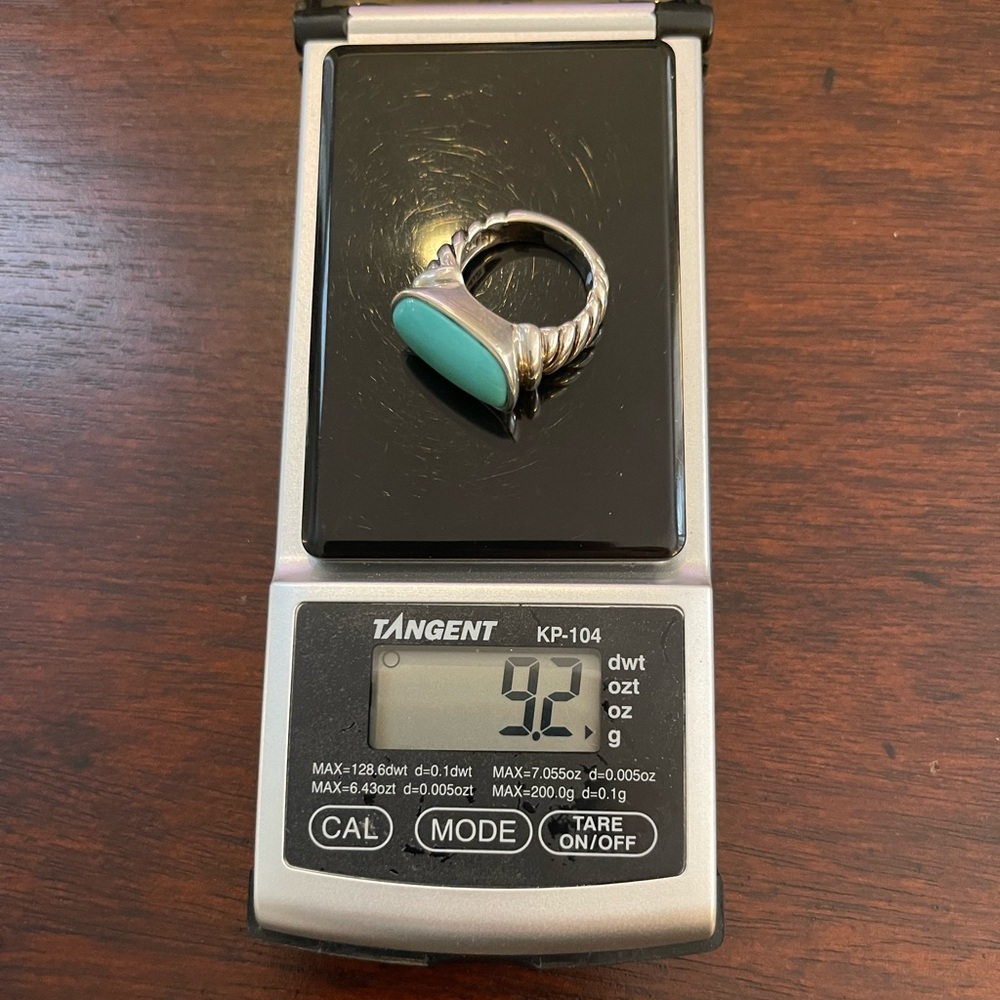 Large Turquoise Solid Sterling Silver Size 6.0 Ri… - image 5